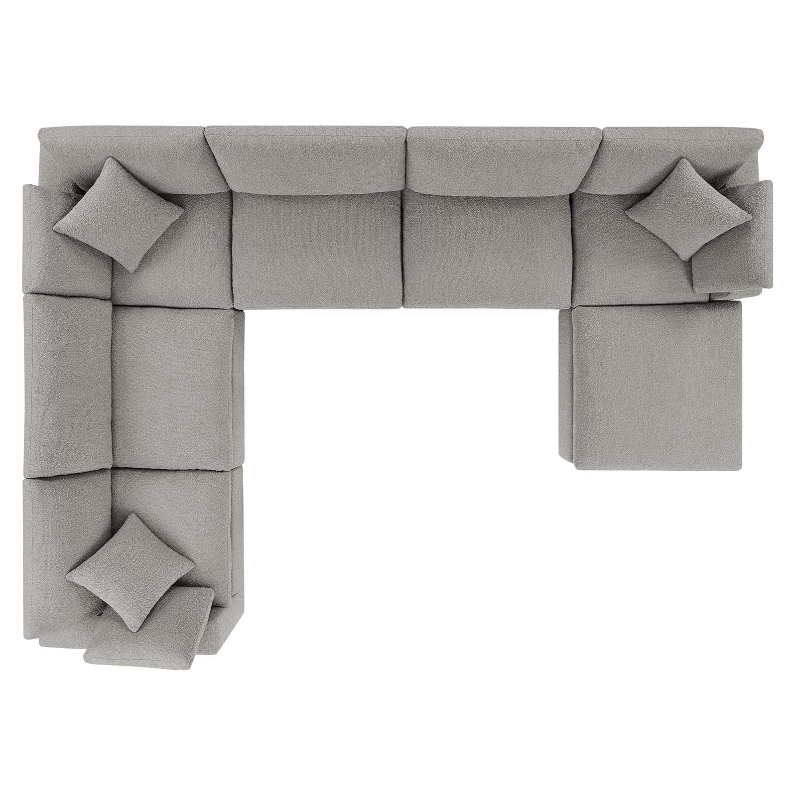 Down-Filled Overstuffed Boucle Fabric 7-Piece Sectional Sofa