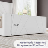 Queen Velvet Platform Bed with Geometric Tufted Headboard