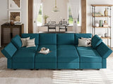 Modular Sectional Sofa Modular Sleeper Couch Convertible Sectional Sofa Bed Set Oversized Couch Reversible Chaise Peacock Blue