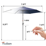 7.5FT Solar Patio Umbrella Outdoor LED Umbrella,Table Umbrella with Lights Heavy Duty Patio Umbrella