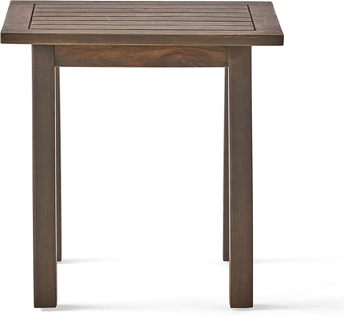 Gino Outdoor Acacia Wood Side Table, Natural Finish