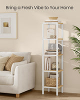 5-Tier Bamboo Bathroom Shelf, Narrow Shelving Unit, Multifunctional Storage