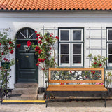 Outdoor Bench Metal Garden Bench, Wood Patio Benches