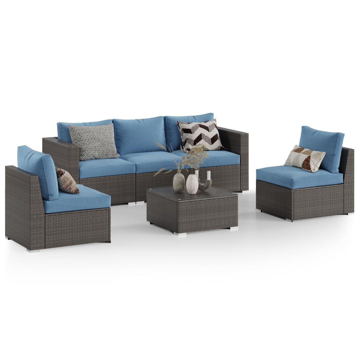 2 Piece Patio Furniture Set of 2 Seats,Outdoor Wicker Patio Loveseat Sofa