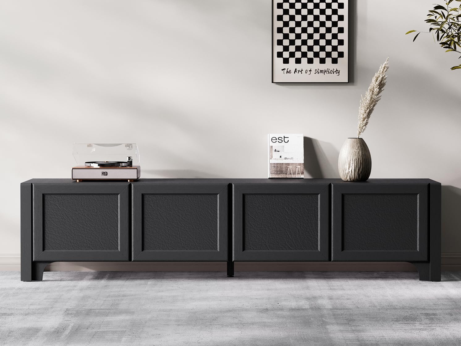 70" Modern TV Stand for 65-70 Inch TVs - Black Media Console