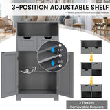 Bathroom Storage Cabinet, Freestanding Storage Organizer with 2 Drawers & Adjustable Shelf,