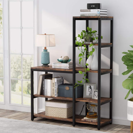 5-Tier Bookshelf, Ladder Corner Bookshelves Etagere Bookcase, 8 Shelves Display Rack Storage Shelf