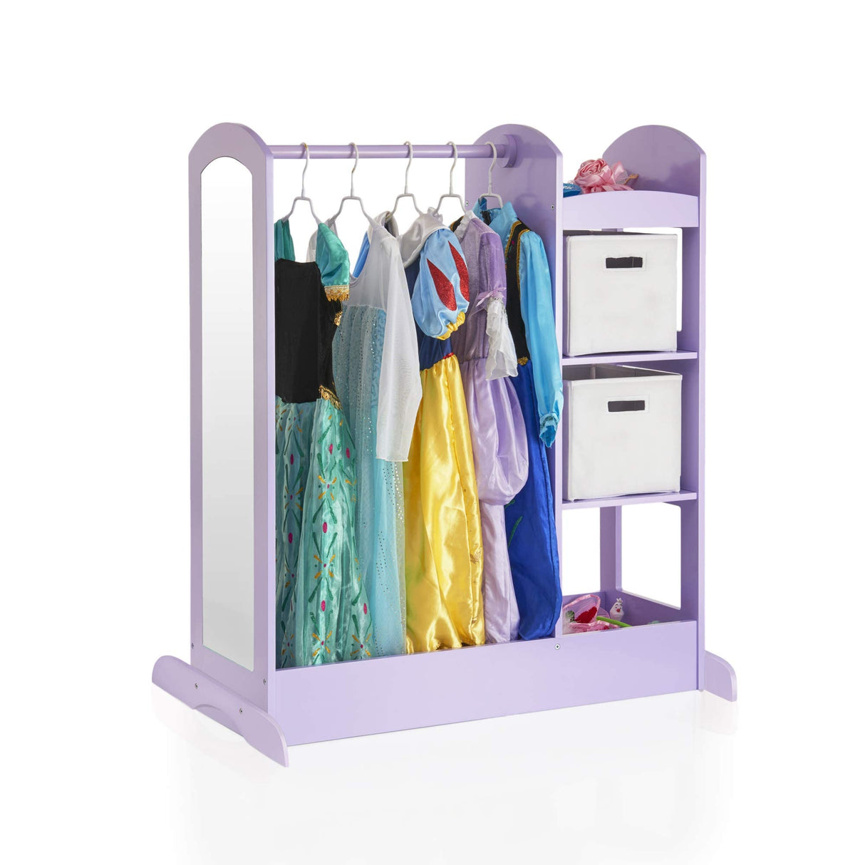 Store Dress-up Center – Lavender: Pretend Play Storage Closet with Mirror & Shelves