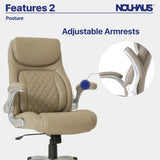 +Posture Ergonomic PU Leather Office Chair. Click5 Lumbar Support with FlipAdjust