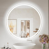 28 Inch Round LED Mirror, Dimmable Round Lighted Bathroom Mirror