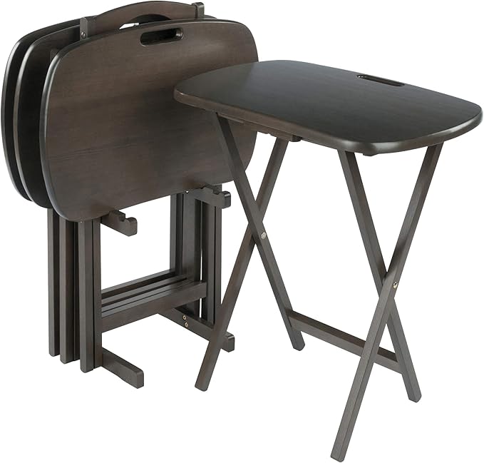 Cappuccino 5-Piece Folding Snack Table Set with X-Frame Base