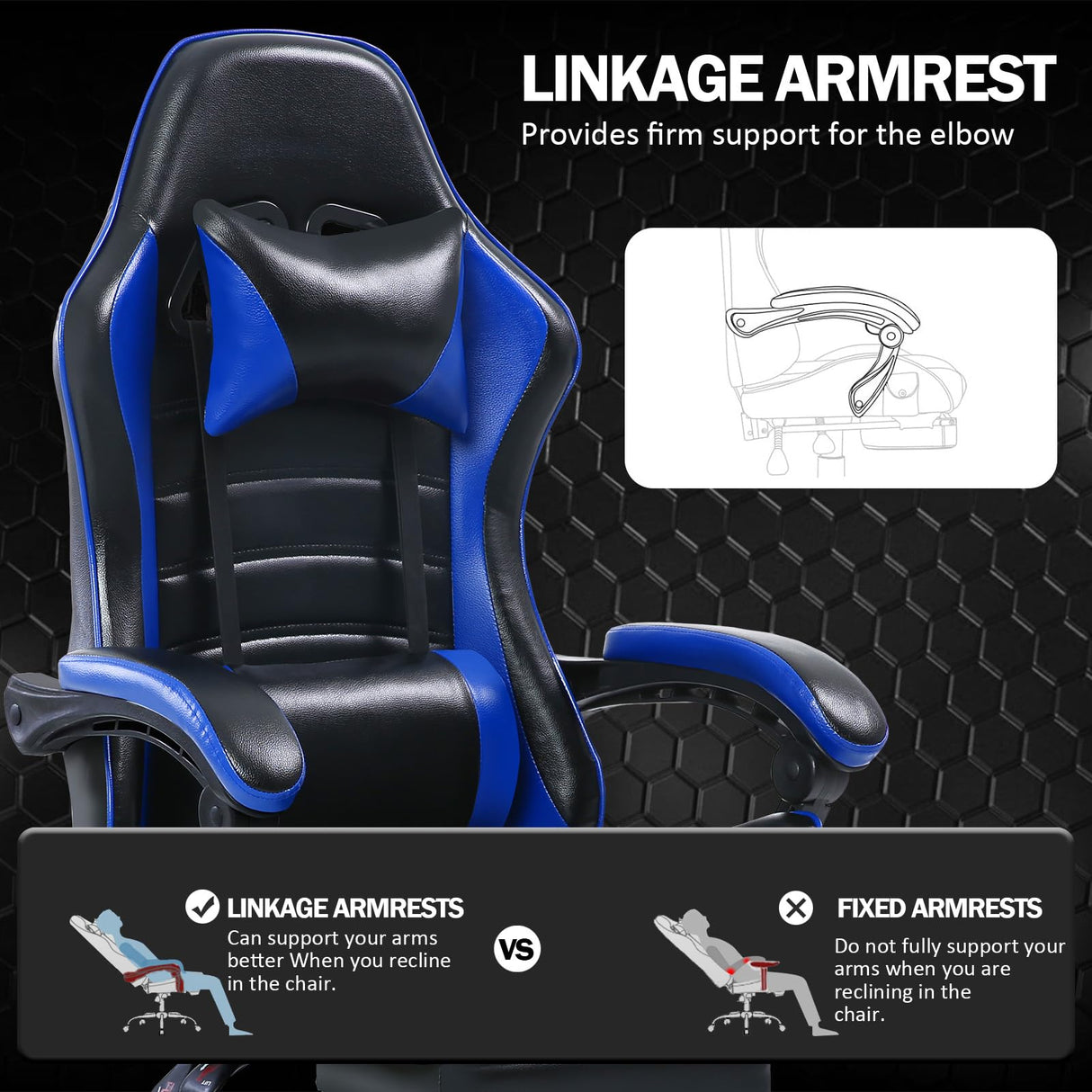 Gaming Chair with Footrest, PU Leather Video Game Chairs for Adults