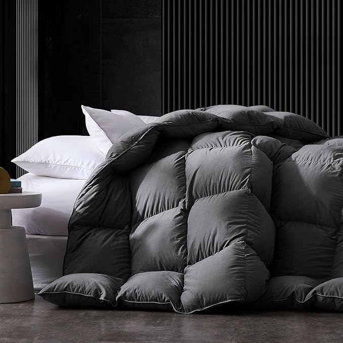 Feather Down Comforter Twin，White Twin Comforter Only, Extra Fluffy Duvet Comforter,