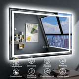 LED Bathroom Mirror, 40"X30" with Front and Backlit, Anti-Fog, Bathroom Vanity Mirror for Wall,