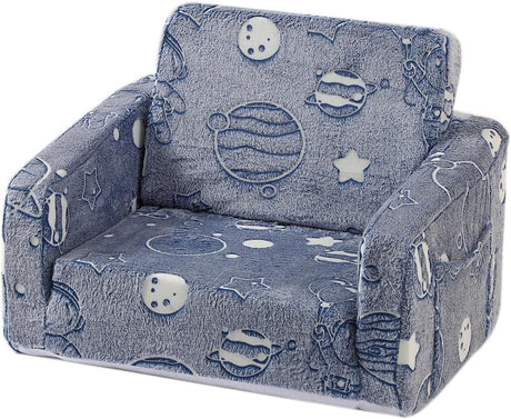 Kids Sofa Couch Fold Out, Baby Toddler Comfy Soft Chair for Boys Girls