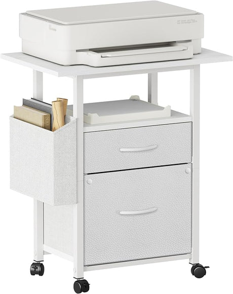 2 Drawer File Cabinet with 24'' Extended Tabletop, Mobile Filing Cabinet