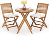 3Pcs Patio Bistro Set, Wood Folding Table Set, 2 Cushioned Chairs for Garden Yard