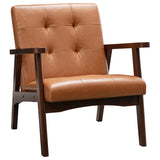 Mid Century Modern Accent Chair for Living Room, Upholstered Faux Leather Armchair