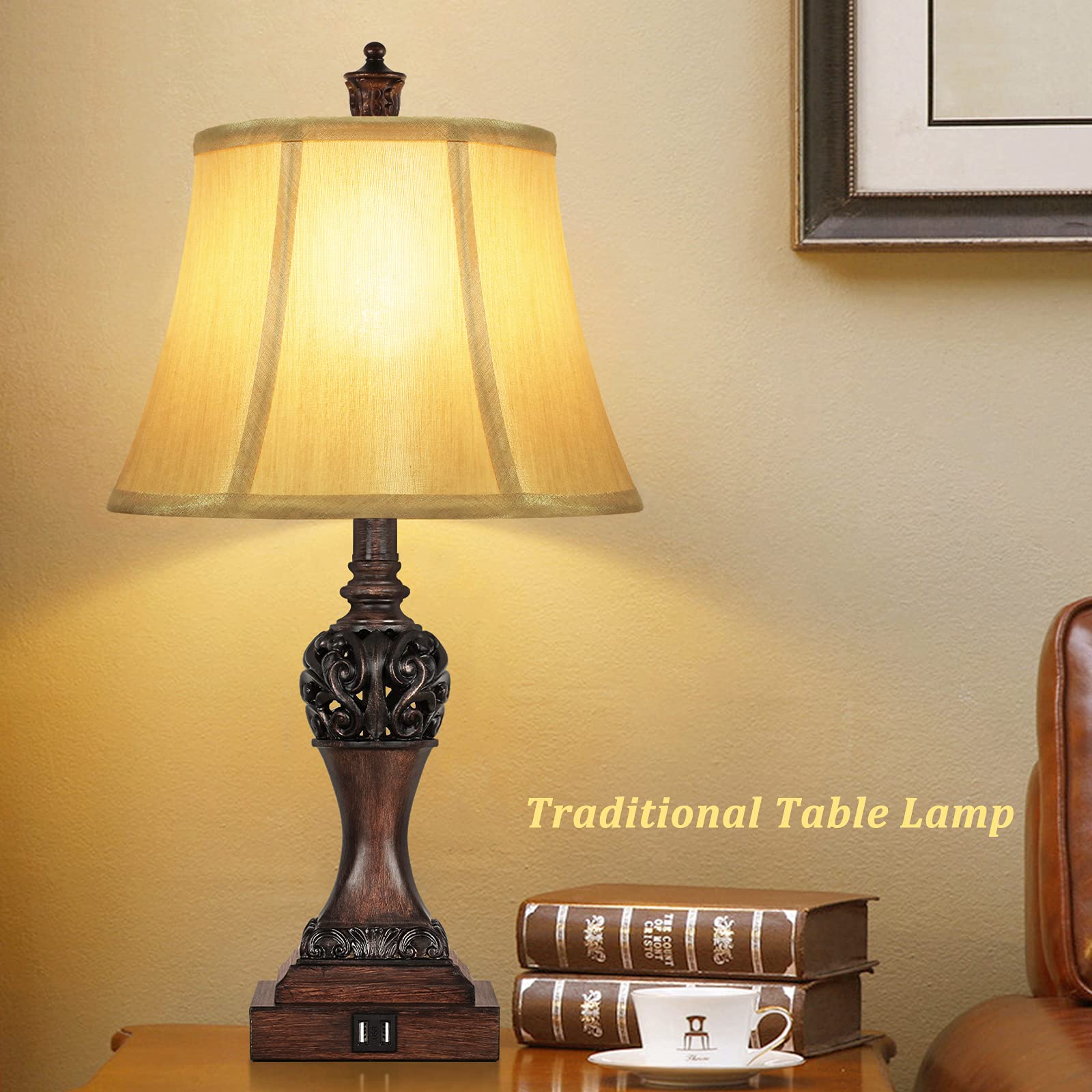 Touch Control Dimmable Table Lamps with USB Ports - Set of 2