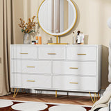 Dresser for Bedroom, 7 Drawer Dresser, Black Dresser with Gold Handles