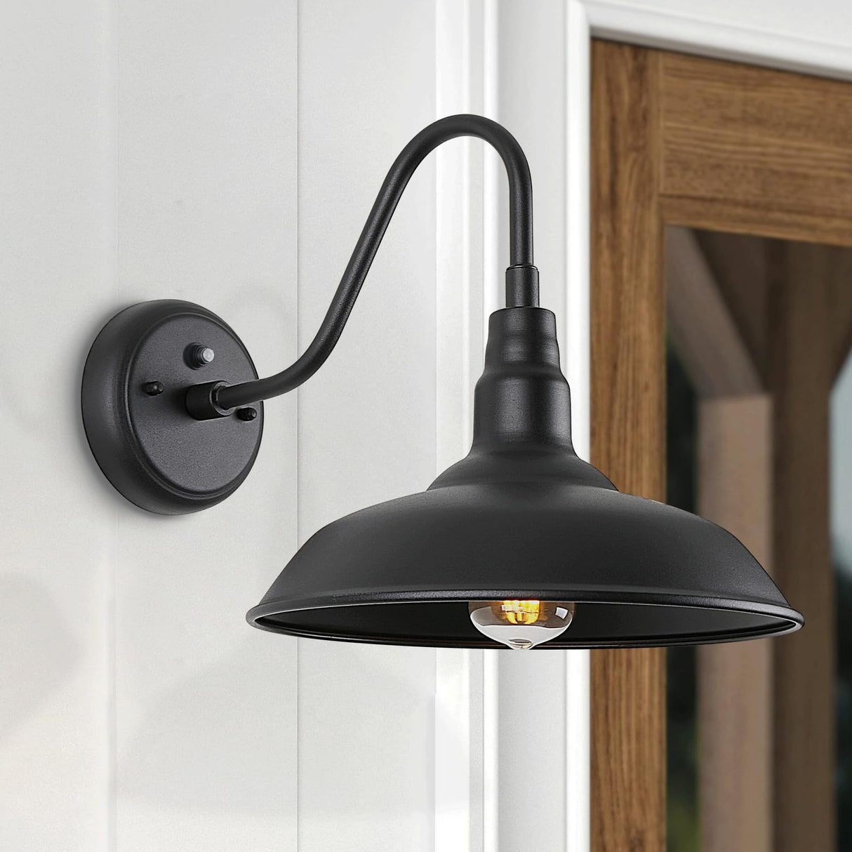 14 Inch Large Dusk to Dawn Gooseneck Light for Farmhouse, 2 Pack Outdoor Barn Lights