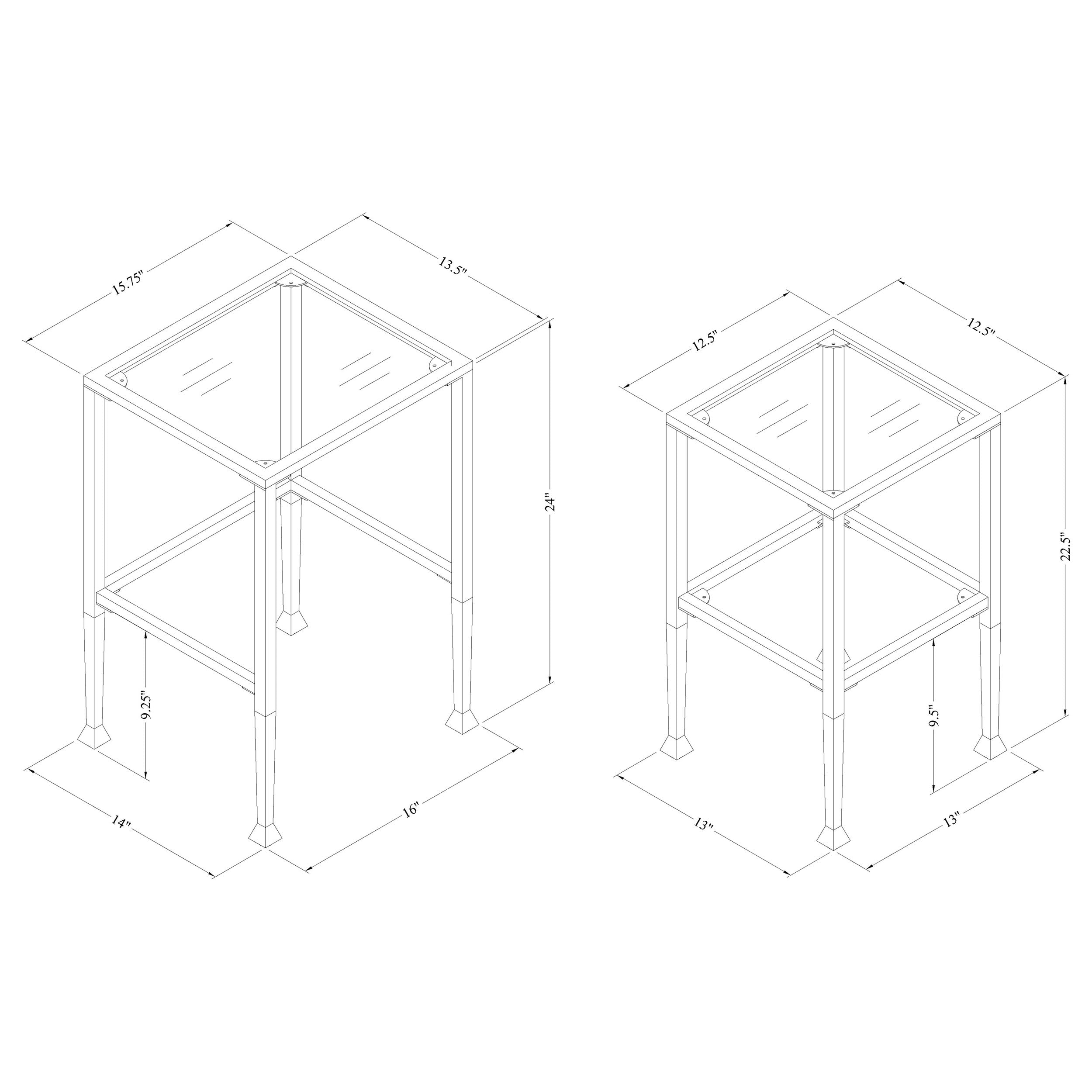 Leilani 2-Piece Glass Top Nesting Tables Black