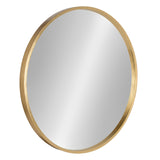Travis Round Wood Wall Mirror, 25.6" Diameter, Gold, Modern Glam Wall Décor Accent