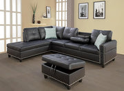 Velvet Reversible Sectional Sofa with Ottoman and Tufted Back