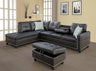 Velvet Reversible Sectional Sofa with Ottoman and Tufted Back,Rearrangeable Seat