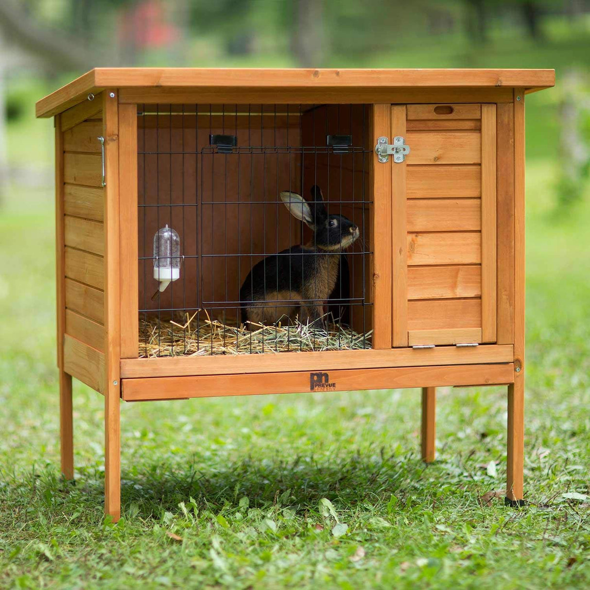 Stained Wood 461 Large Rabbit Hutch, 46.5" L x 24.0" W x 36.3" H