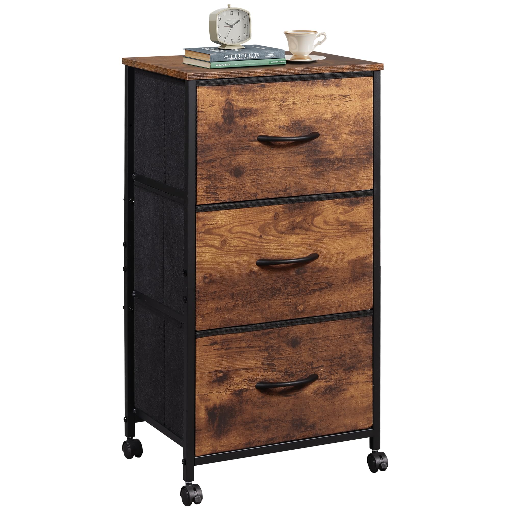 Dresser with 3 Drawers, Fabric Nightstand