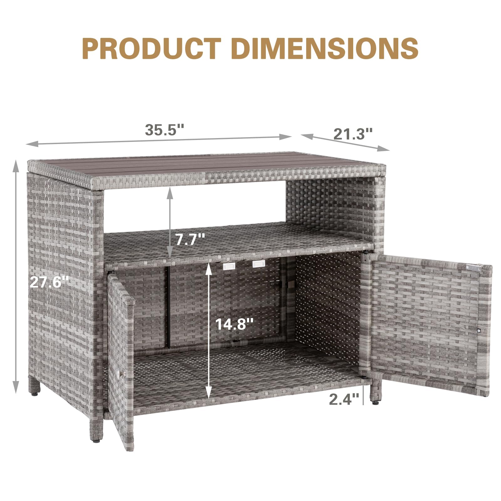 Outdoor Storage Cabinet, Wicker Rattan Storage Cabinet