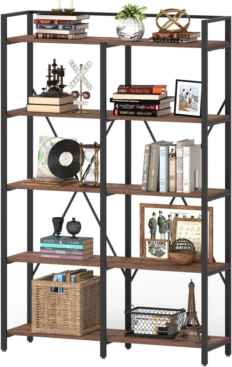 Industrial Bookshelf, Bookcases and Bookshelves Etagere, Tall Large Farmhouse Book