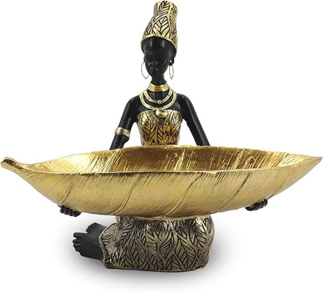 African Tribal Lady Holders Figurine, African Statue Home Decoration