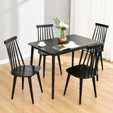 43.3" Black Wooden Dining Table, Solid Wood Kitchen Rectangular Dining Table