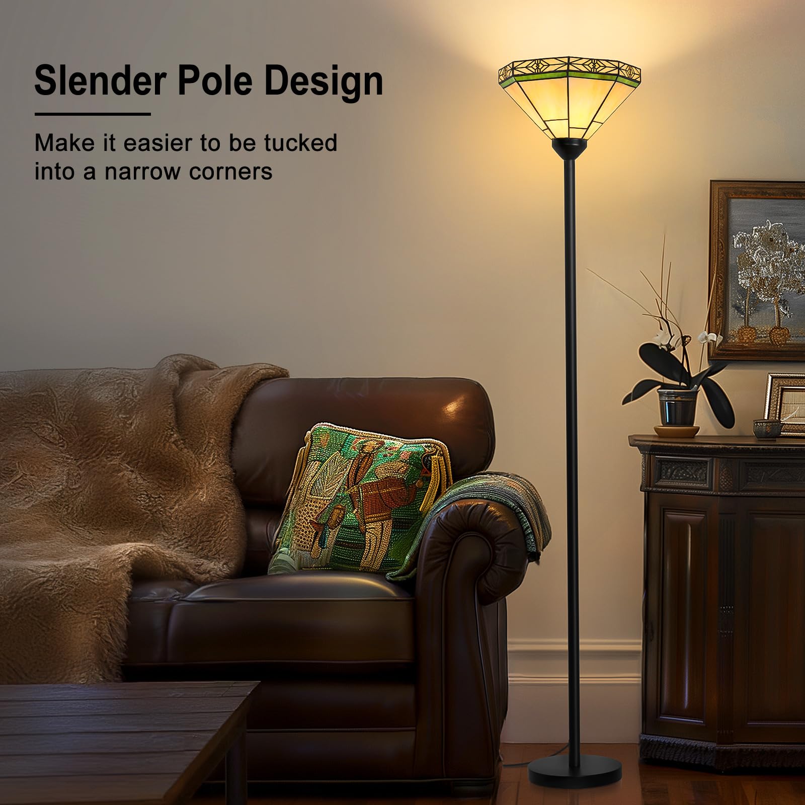 Tiffany Floor Lamp with Stained Glass Shade