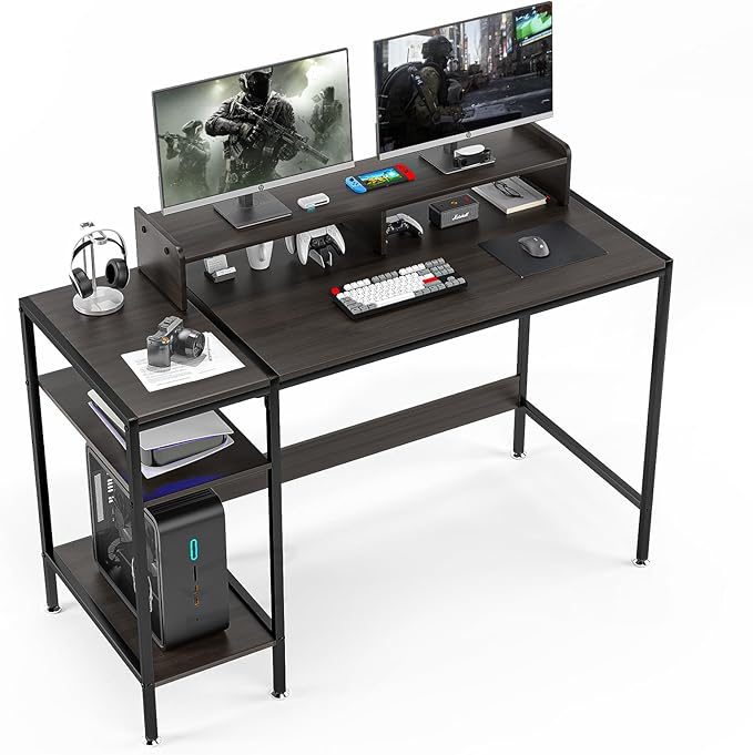 47”Gaming Desk/Computer Desk，Home Office Desk with Monitor Stand