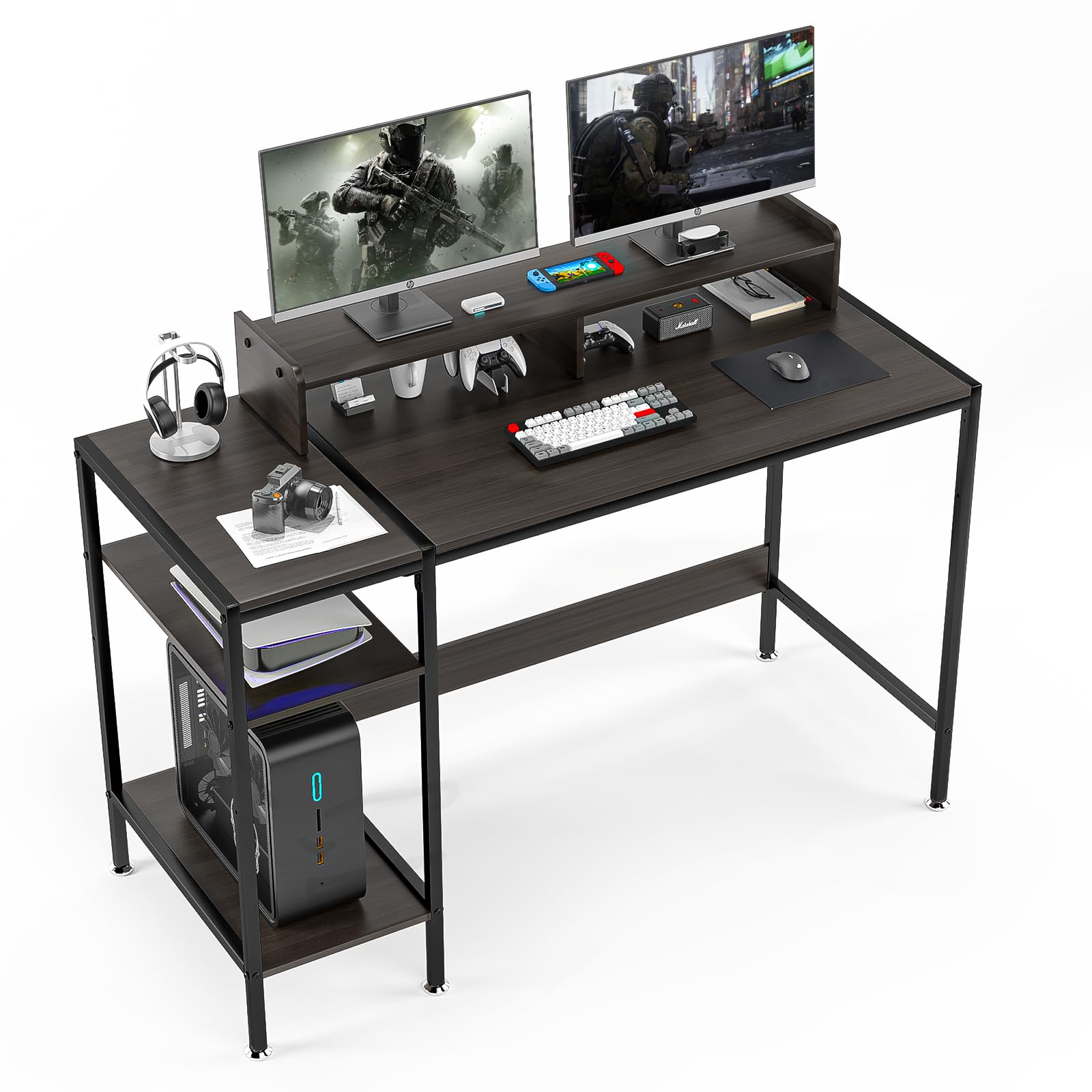 47”Gaming Desk/Computer Desk，Home Office Desk with Monitor Stand