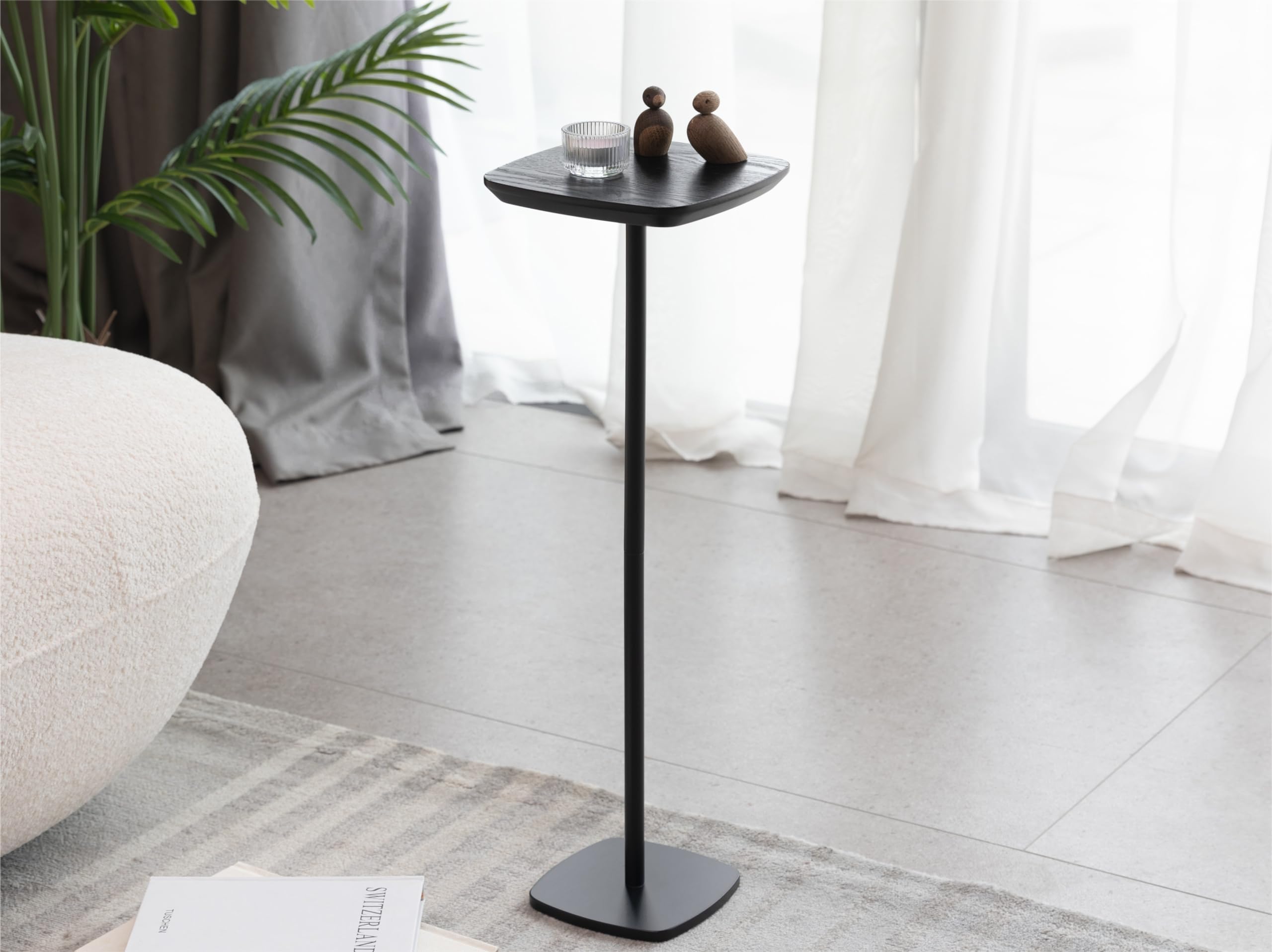 Small Pedestal Drink Table, Wooden Top Side Tables Martini Cocktail Drink Stand