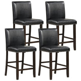 Bar Stools Set of 4, 25.5” PVC Leather Armless Counter Height Chair with Back