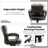 Ergonomic Mid Back Executive Chair - Brown Leather Office Chair with Adjustable Height