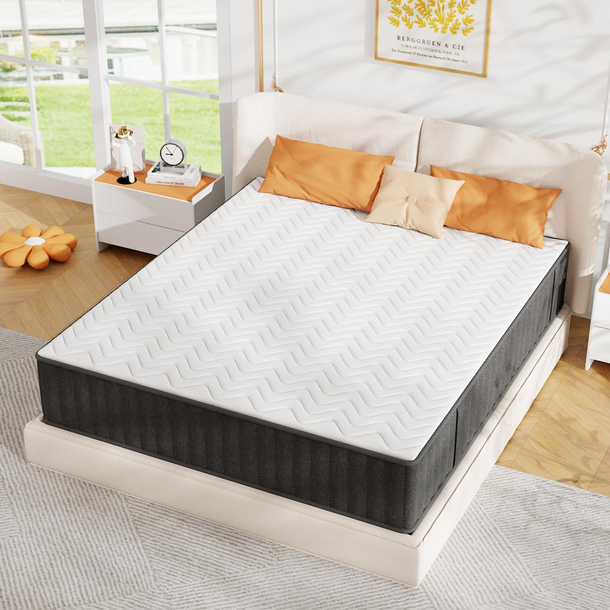 10 Inch Mattress Queen, Memory Foam Mattress in a Box, Cooling Charcoal Medium Firm Mattresses