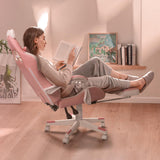 Pink Gaming Chair with Cat Ears - Ergonomic Reclining PC Chair with Footrest