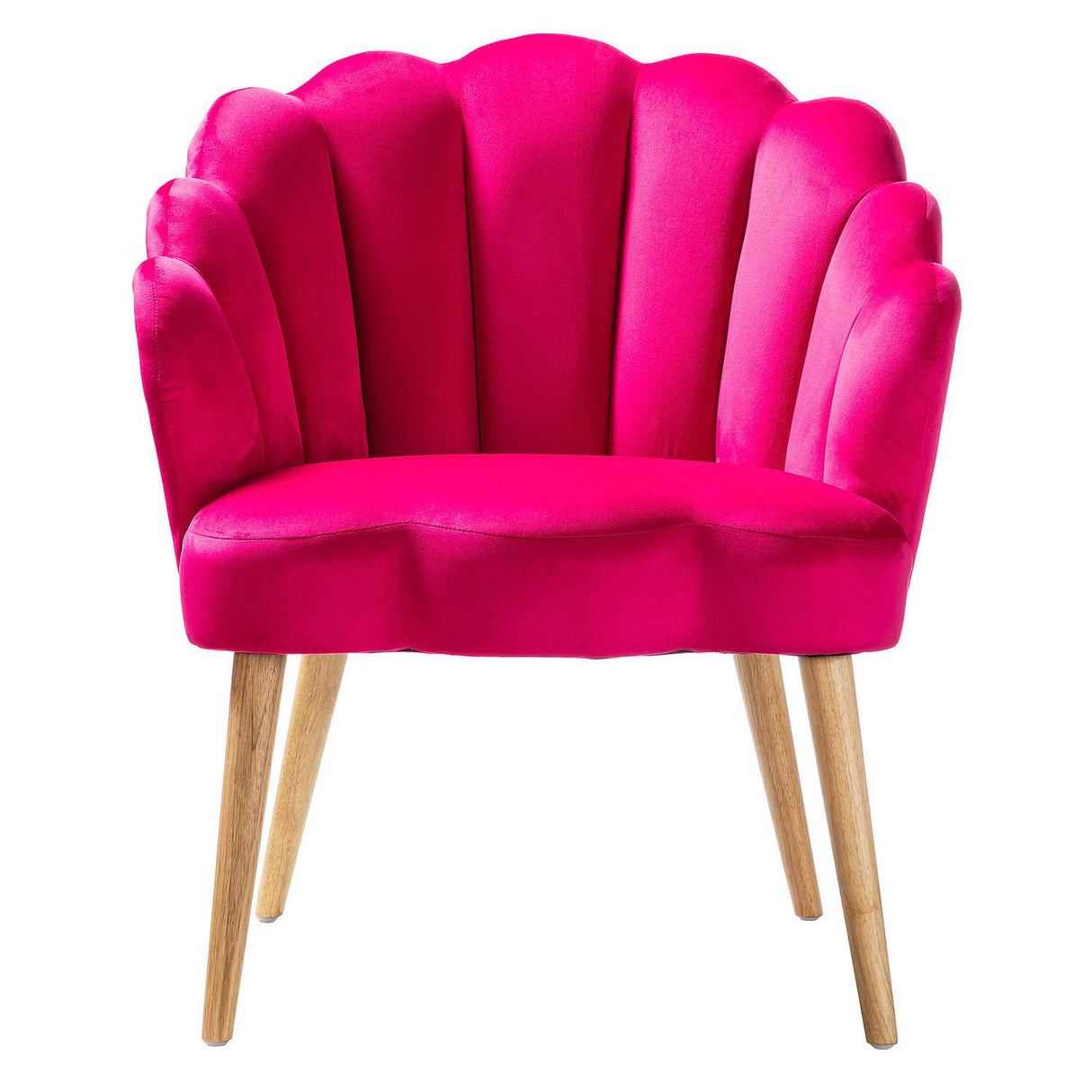 Velvet Upholstered Living Room Chairs with Cute Scalloped Back & Golden Legs for Makeup Room/Bedroom