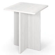 Fluted Accent Side Table - Pedestal Drink Desk - Modern Home, Bedroom