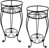 2Pack Plant Stand Indoor Outdoor, 2 Tier 26.6" Tall Metal Potted Holder Rack