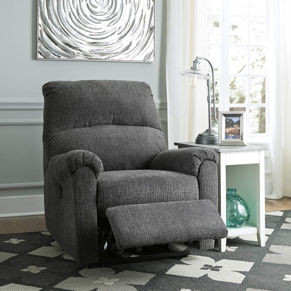 Charcoal Power Recliner Chair with Chenille Texture & Adjustable Positions