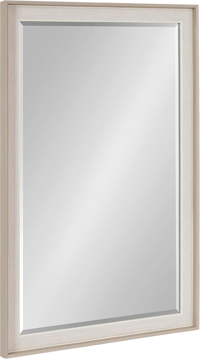 Kobert Transitional Rectangle Wall Mirror, 24 x 36, Tan