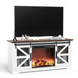 Fireplace TV Stand for 65 Inch TV, Farmhouse Media Console Table with Electric Fireplace