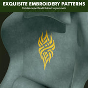 Ferghana Velvet Fabric Gaming Chair with 20.5″ Wider Seat Cushion, Fire Embroidery Ergonomic High Back Game Chair with Footrest, Computer Chair with Massage Lumbar Support for Adult, Green